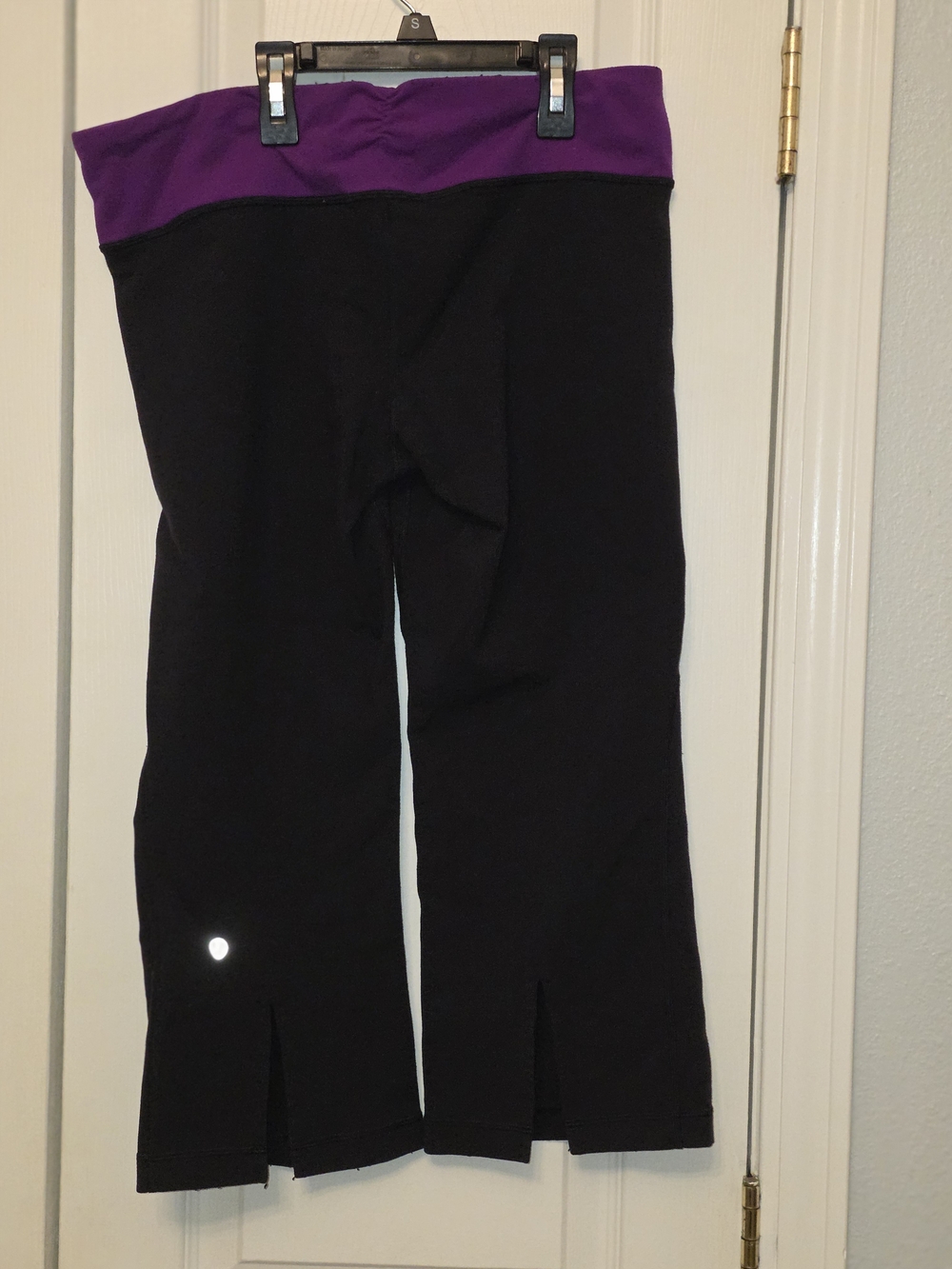 lululemon athletica Black Capri Pants with Purple Waistband